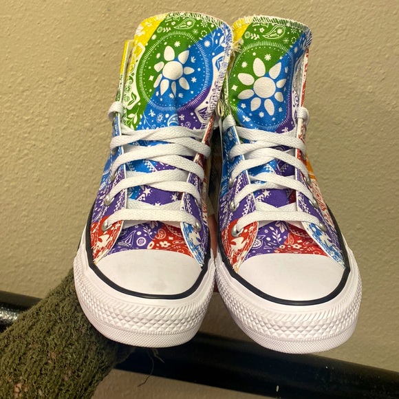 Converse rare rainbow pride all stars tapestry paisley high top sneakers - Picture 5 of 14